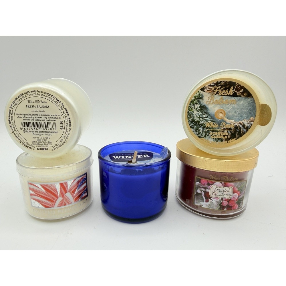 Bath and Body Works Christmas Holiday Mini Candle Lot Balsam Winter Cranberry TP